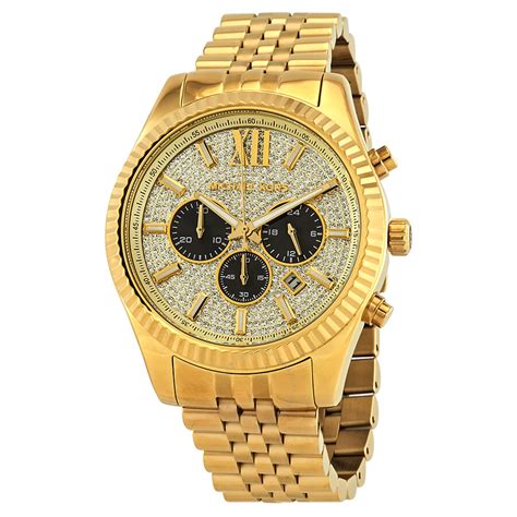 michael kors mens gold cuban link watch|Michael Kors men's gold watch.